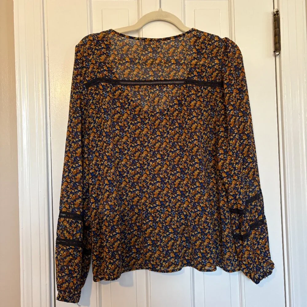 Sezane Angelina Bell Sleeve Blouse Floral Boho - - Picture 4 of 9